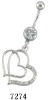 belly button ring with heart shape charms