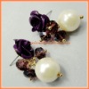 Wholesale Elegant jewelry rose dangle pearl & shining bead