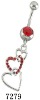Wholesale belly button ring with heart shape charms
