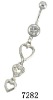 belly button ring with heart shape charms