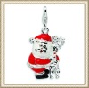 Enameled Santa And Reindeer Charm