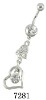 belly button ring with heart shape charms