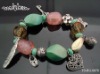 Wholesale HOT SELLING WOMEN'S LEAD FREE STRETCH BEADED BRACELETS WITH ASSORTED CHARMS AND ACRYLIC STONE