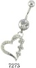belly button ring with heart shape charms