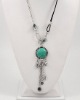 Wholesale Burnished Silver Tone / Turquoise Gemstone / Black Cord / Lead&nickel Compliant / Assorted Charm Necklace