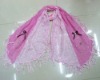 Wholesale pink beaded long scarf