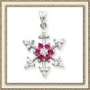 Wholesale Sterling Silver Red CZ Snowflake Charm