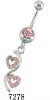 Wholesale belly button ring with heart shape charms