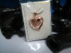 Wholesale noble 925 sterling silver gold filled heart shape charms w/CZ