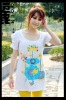 Wholesale casual flower white printed women T shirt