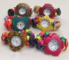 Colorful Coconut-&-Wood Stretch Bracelet Watches