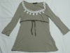Wholesale Ladies' cotton knit long sleeve t-shirt