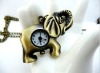 Wholesale Vintage vogue vivid elephant pocket watch necklace