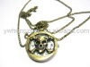 Wholesale Vintage Antique Bronze Skull Necklace Pendant Quartz Watch