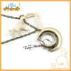 Wholesale Fashion Alloy Unique Chain Moon Shape Quartz Watch Necklace D00556o