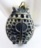 Vintage charming vivid beetle pocket watch necklace