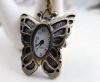Wholesale Vintage graceful vivid butterfly pocket watch necklace