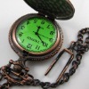 Wholesale [HB9003C] Men antique cupreous snowberg Style Bronze Quartz Pocket Watch with chain