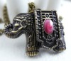 Wholesale Vintage charming vivid elephant pocket watch necklace (pink & blue)