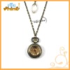 Wholesale Fashion Alloy Unique Chain Glass/Crystal Cap Quartz Watch Necklace D00556o