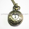 Wholesale Vintage Antique Bronze Dia 27mm Round Heart Cover Watch Pendant Necklaces