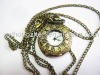 Wholesale Vintage Antique Bronze Small size Round Roman numerals Pocket Watch Necklace
