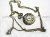 Wholesale Vintage Antique Brass New Hollow-out Round Pocket Quartz Pendant Watch Necklace