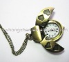 Vintage Antique Bronze Dia 27mm Ladybug Pocket Quartz Pendant Watch Necklace