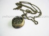 Wholesale Vintage Antique Bronze Small size Snow Pattern Hollow Out Pocket Watch Necklace