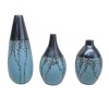 Wholesale set of 3 ceramic flower vases with embossed pattern in glazed