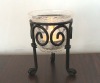 Wholesale (G005) glass candle holder with iron stand