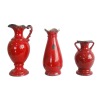 set of 3 ceramic flower vases in red glazed