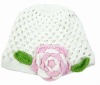 100% cotton hand made crochet baby hat with flower