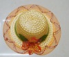 girl baby crochet straw hat and handmade straw baby hat SHU-11289
