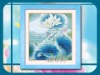 Wholesale "white waterlily"cross stitch hanging frame kit