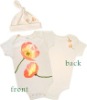 Wholesale fabric leather fur Gorgeous Poppy Patch Baby Girls Organic Bodysuit Set baby Infant bibs Toddlers Clothing dresses baby sleeping