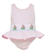 fabric leather fur baby Infant Anavini Girls Pink Multi Striped Ruffle Swimsuits - Smocked Sailboats bibs Toddlers Clothing dres