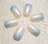 Wholesale little flower blue lace tip pearly clear nail kit (24 pcs)