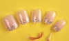 Wholesale 24pcs golden glitter white flower tip bare nail kit