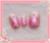 Wholesale white flower gradient rose pink nail kit (24 pcs)