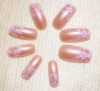 Wholesale pink flower pearly orange nail kit (24 pcs)
