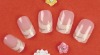 Wholesale 24pcs golden rimmed white ribbon tip pink nail kit