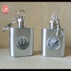1oz mini emboss logo hip flask with keyring