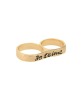Double knuckle ring embossed text reading " Je T'aime." High polish finish