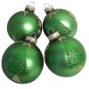 Wholesale Green Glitter Christmas Tree Glass Ball Ornaments