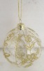 Wholesale Christmas glass hanging ball decoration, clear color with golden drawing on surface