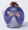 GNle-5 Christmas Glass Globe Decoration with Spun Glass Angel Ornament