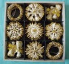 straw christmas ornament set gold glitter