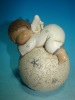 Wholesale 5.5"Polyresin baby face angel on ball