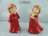 Wholesale Ceramic red glaze christmas angel handicraft